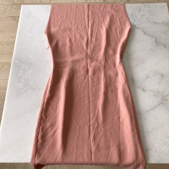 Reiss Kier boat neck lined shift dress, pink / peach / salmon, high neck, simple - Picture 9 of 11